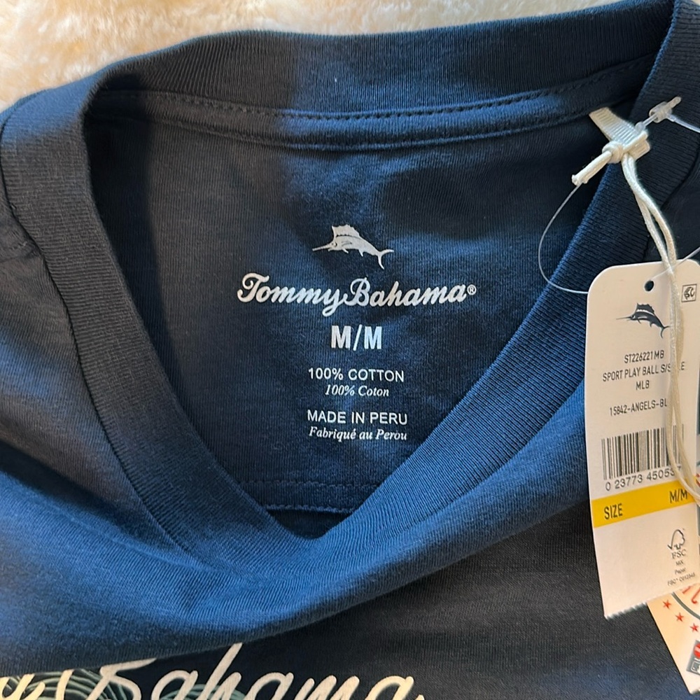 MLB Men's Los Angeles Angels Tommy Bahama Navy Play Ball in Paradise T-Shirt - Picture 3 of 8